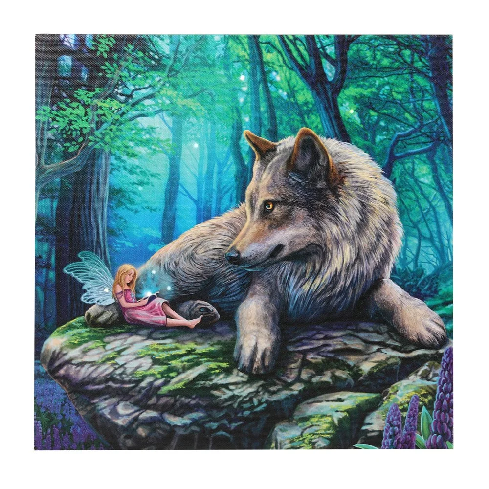 Fairy Stories light up canvas plaque by Lisa Parker with colourful fairy artwork on 30cm square canvas