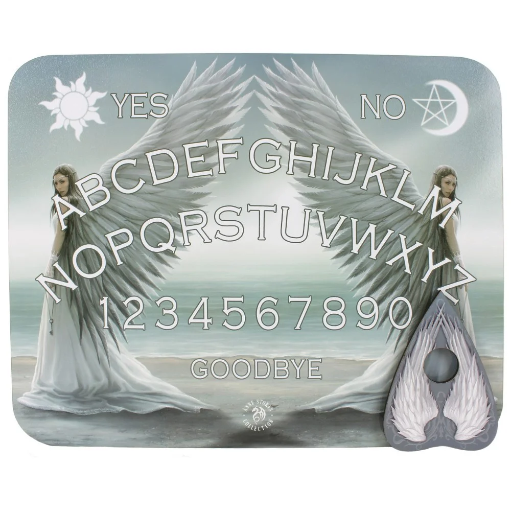 Spirit Guide spirit board by Anne Stokes with planchette and instructions, featuring a sentimental poem on the back