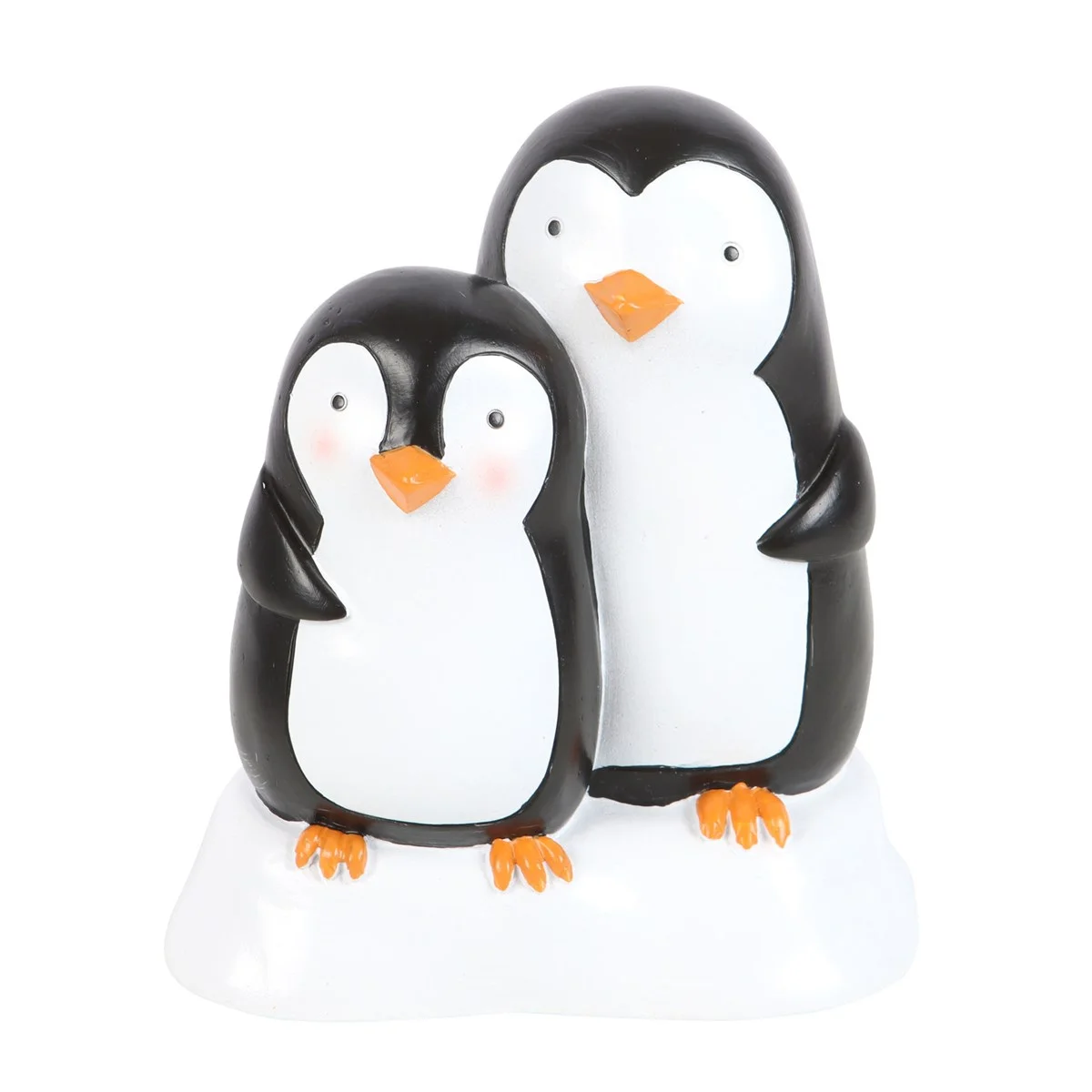 Pair of chubby penguins resin penguin ornament, perfect for winter decor and creating a cozy seasonal display