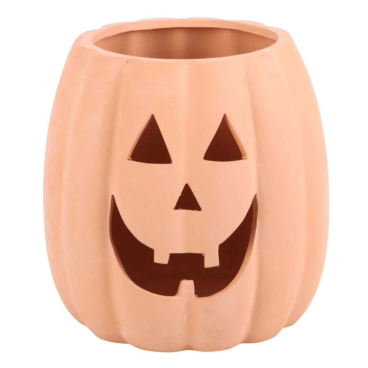 25cm terracotta pumpkin decoration with cut-out jack-o'-lantern face, suitable for battery candle or flowers