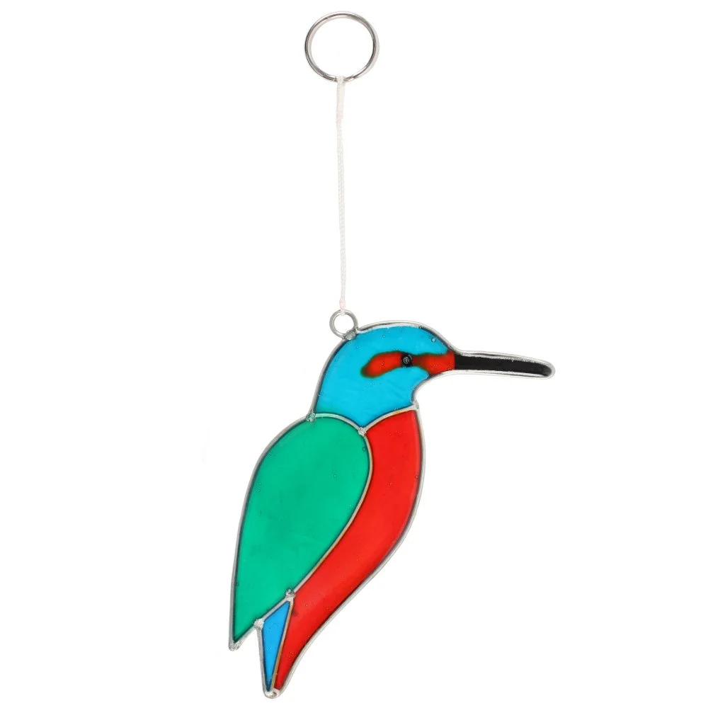 Kingfisher suncatcher: resin bird on short string, hanging décor for garden or window
