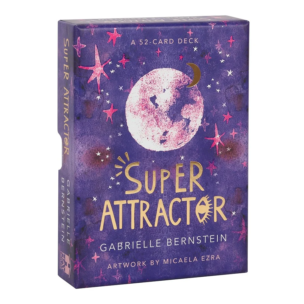 Super Attractor tarot cards deck and guidebook displayed with sliding box, illustrated by Micaela Ezra, by Gabby Bernstein