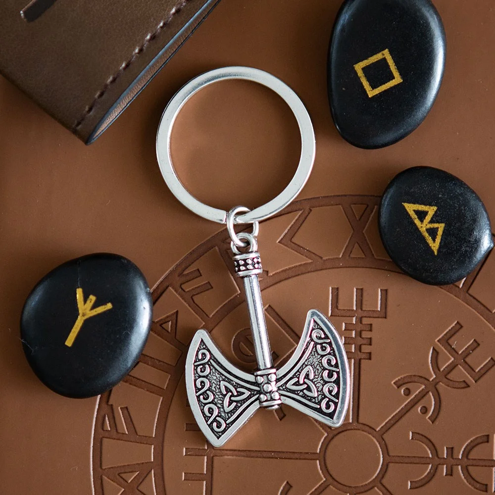 Viking axe keyring made from durable alloy shaped like a miniature axe symbolizing strength and bravery