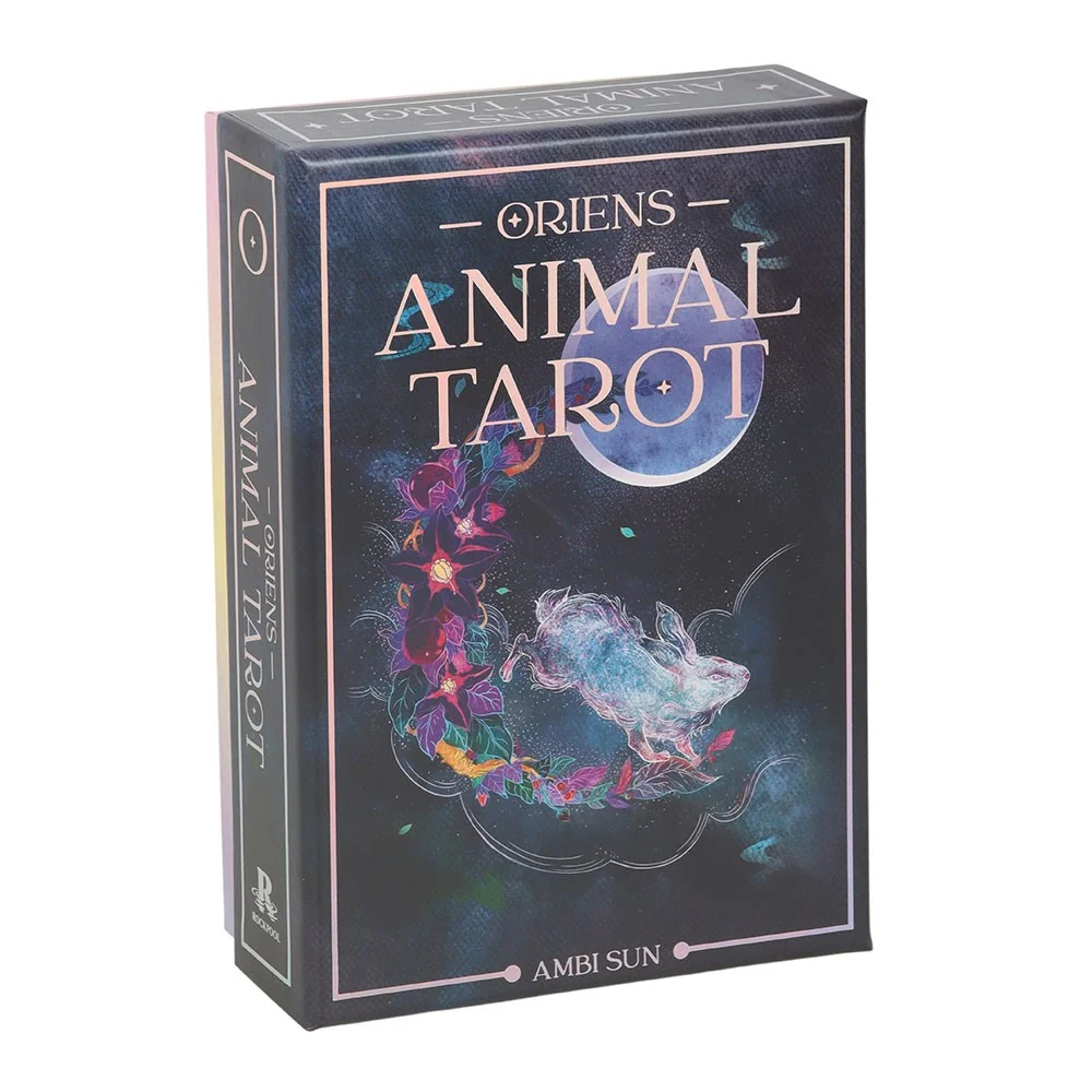 Set of Orien's animal tarot cards fanned out, showing colorful animal illustrations on each card