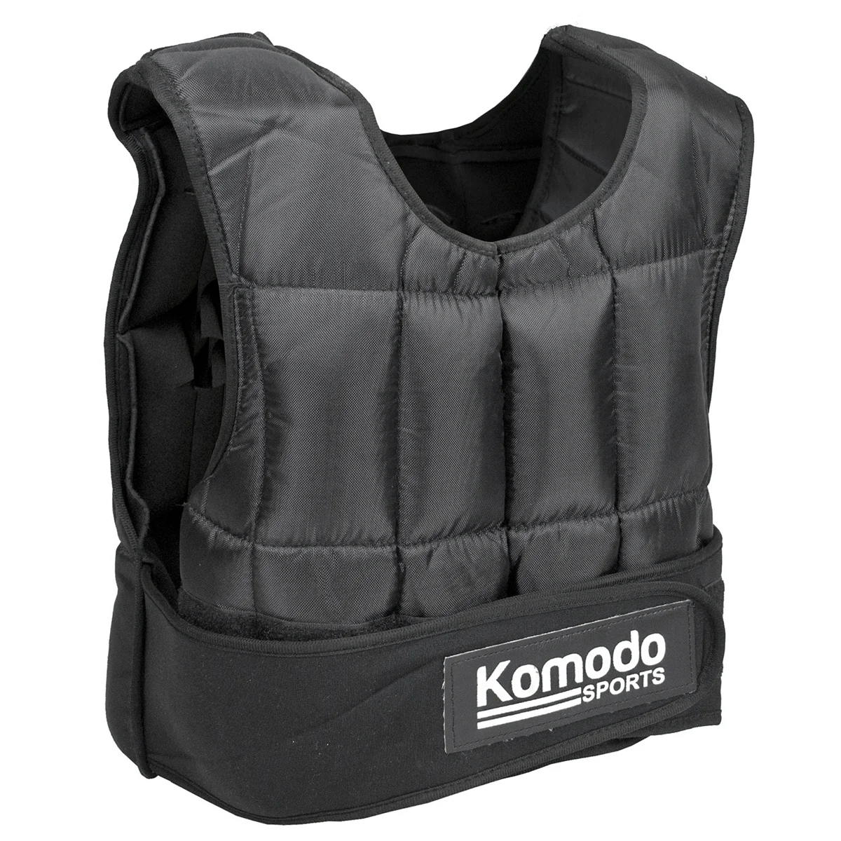 Black neoprene weighted vest 20kg with adjustable removable weights for intense cardio and strength training workouts