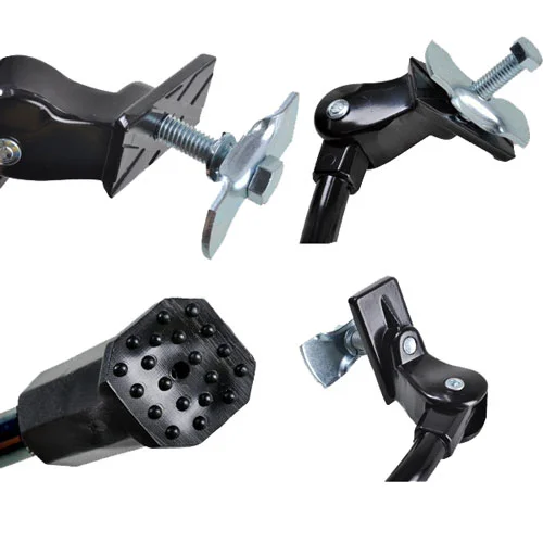 Silver adjustable bike stand for bicycles, made of painted steel with a non-slip rubber foot, 28-37cm length