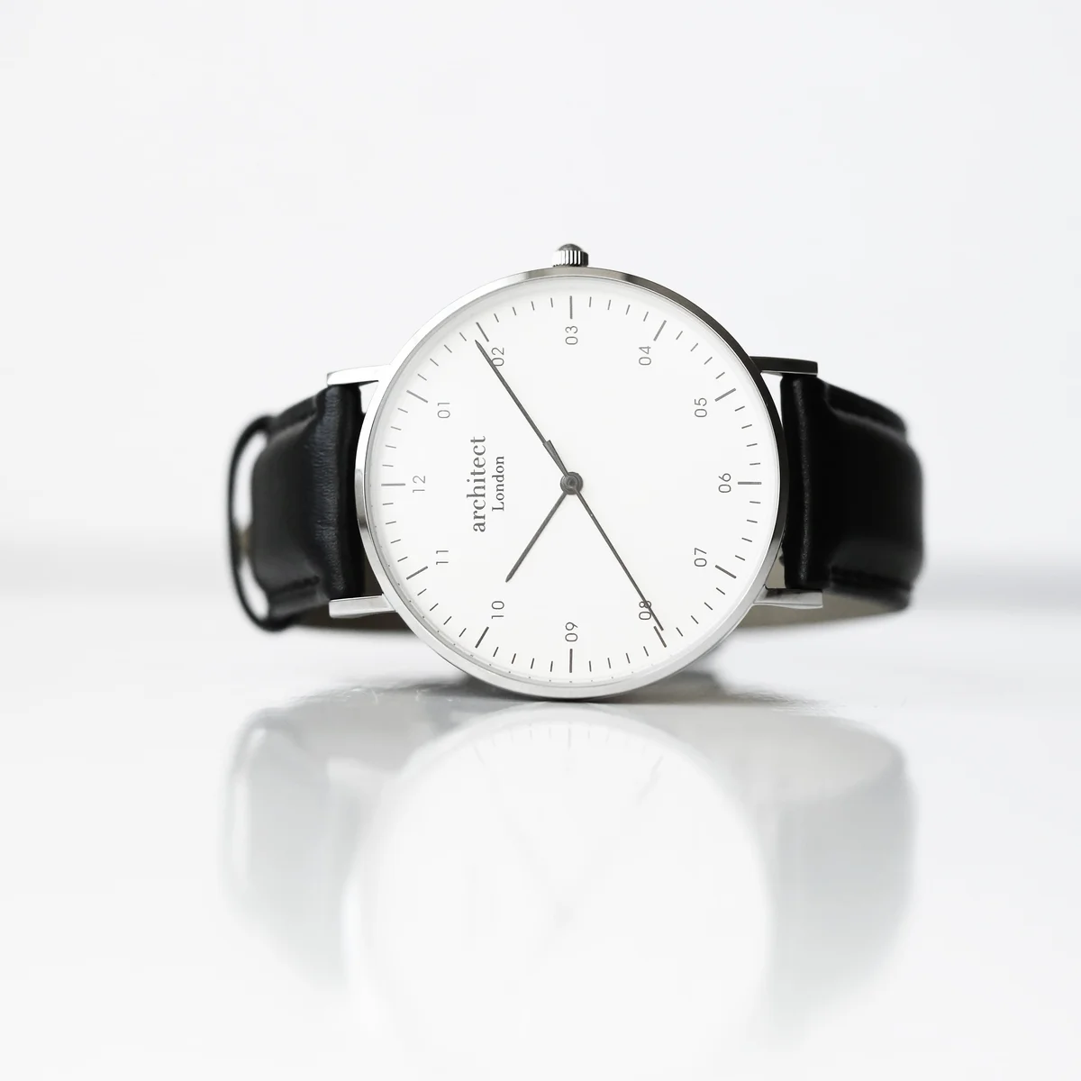 Men’s Architect Zephyr cashback payment watch with jet black strap and modern font engraving on dial face