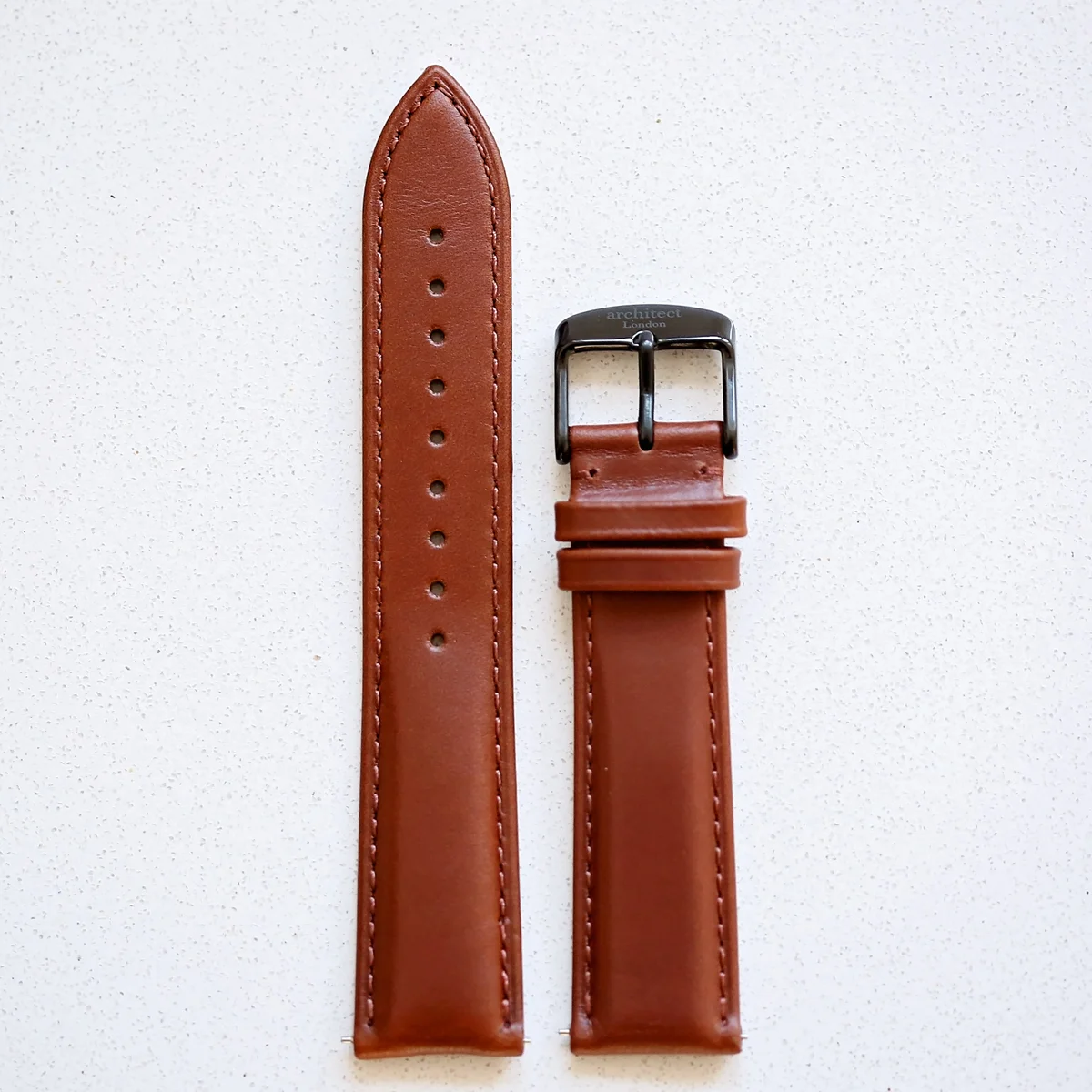 Brown genuine leather interchangeable watch strap with Architect London branded buckle for Motivator watch model