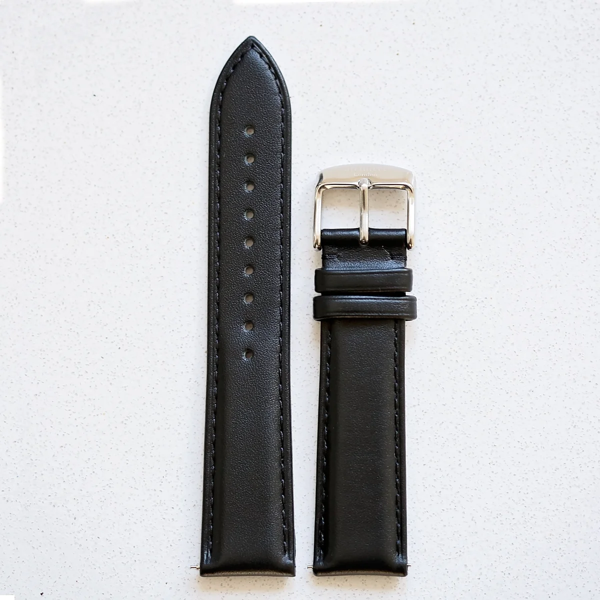 Brown genuine leather strap with quick-release snap mechanism and Architect London branded buckle