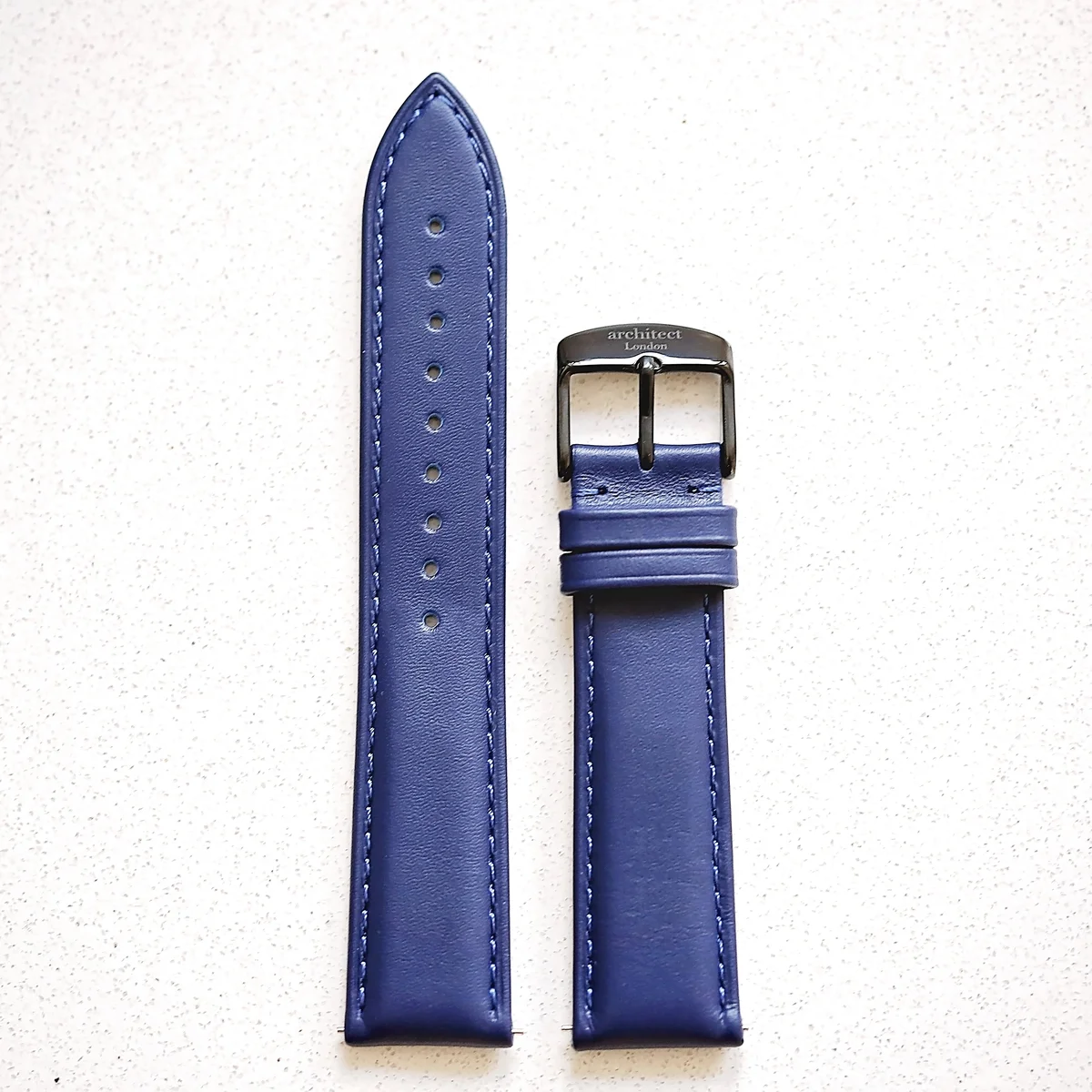 Genuine leather interchangeable watch strap in brown with Architect London branded buckle, 20mm width, quick-release snap design