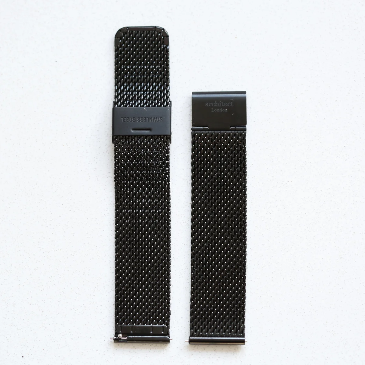 Brown genuine leather watch strap with quick-release snap buckle branded Architect London, 20mm width