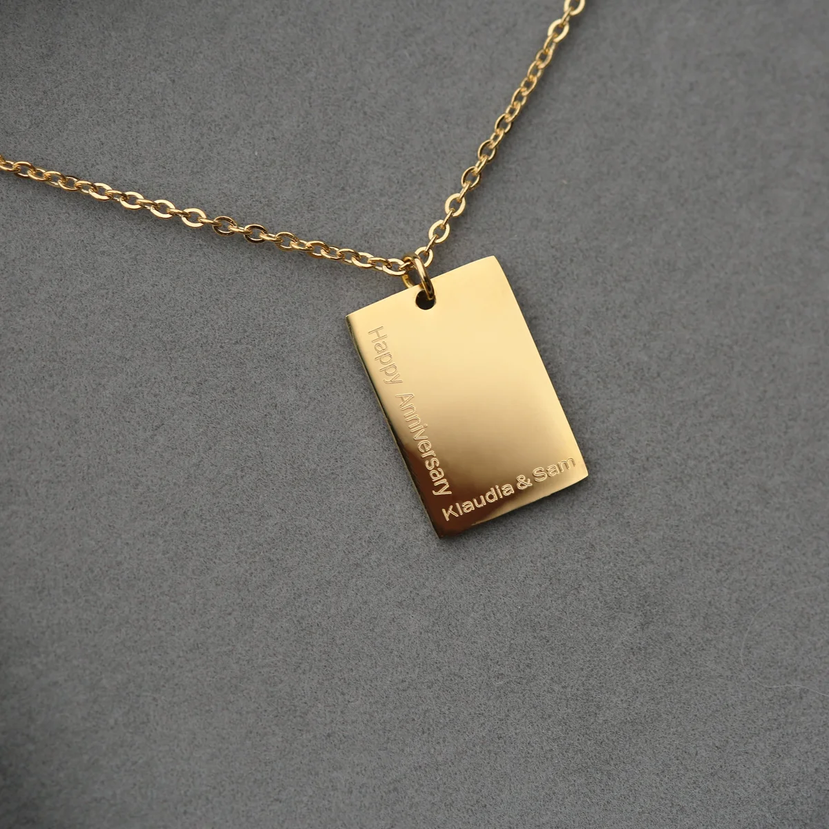 Dazzle engraved necklace for her in modern font, silver pendant on 48cm chain with gift box included