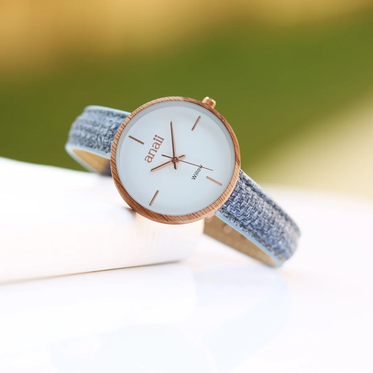 Lake Blue Anaii engraved watch for her with stainless steel case and adjustable strap in branded gift box