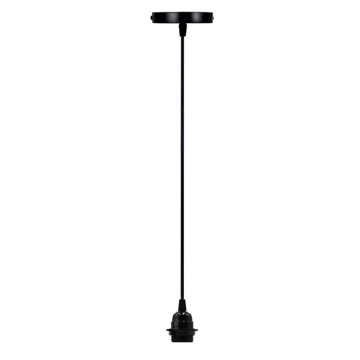 Adjustable vintage metal pendant with E27 ceiling light holder and 95cm flex cable hanging from ceiling rose