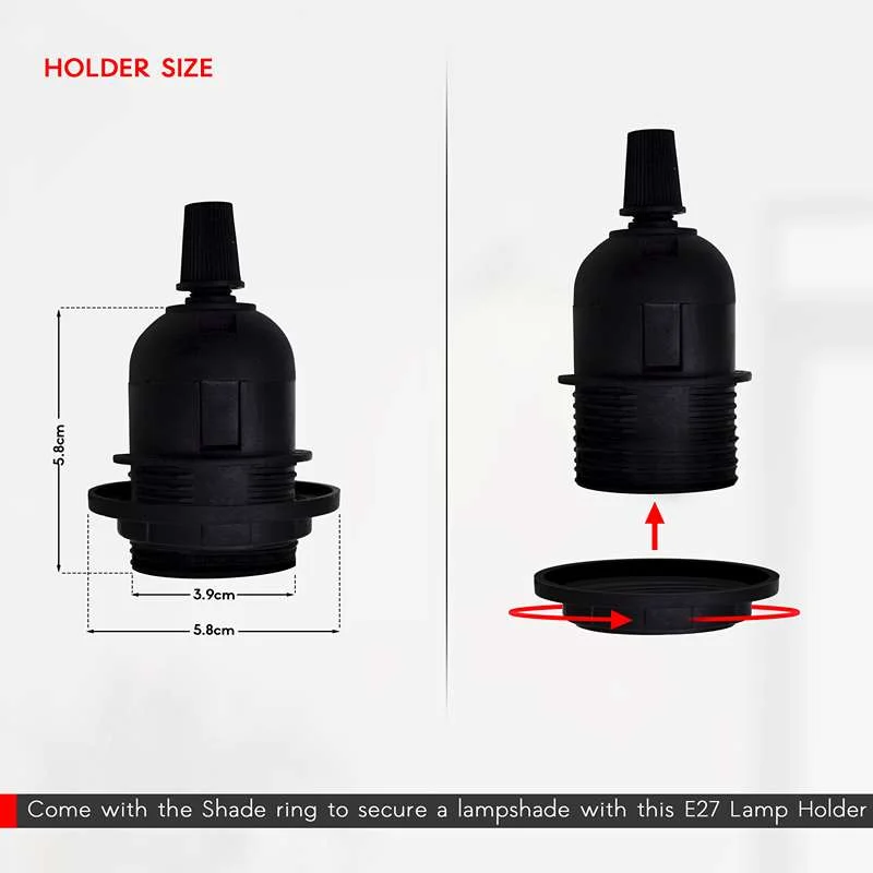 Black plug in pendant light with E27 socket, inline switch, and 4.5m cord, ready to hang and illuminate rooms