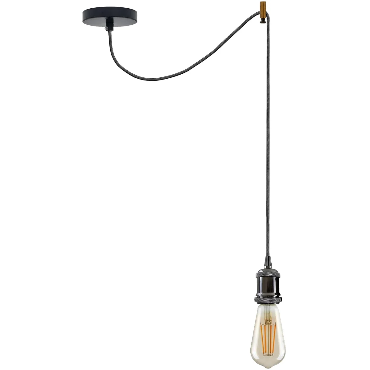 Vintage single-head spider pendant light with adjustable 195cm cord, showcasing industrial style lighting in a modern setting