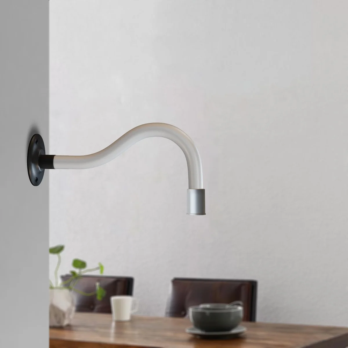 220mm swan neck conduit pipe metal fitting with male thread, shown against a plain white background