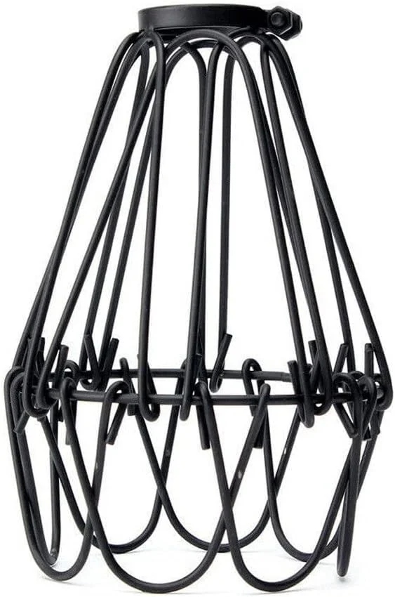 Black industrial wire cage commercial grade pendant light shade with E27 socket, vintage style for home or business use