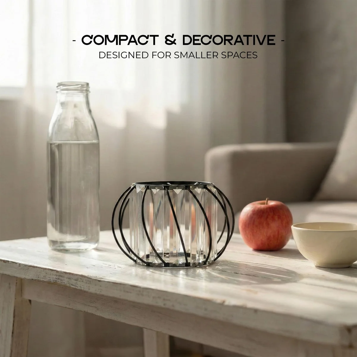 Two crystal glass pendant light shades with black metal cages, hardwired ceiling light fixture for indoor use