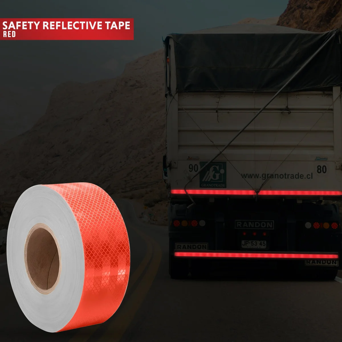 Roll of waterproof reflective safety tape in yellow with black hazard stripes, 25m long and 5cm wide, self-adhesive