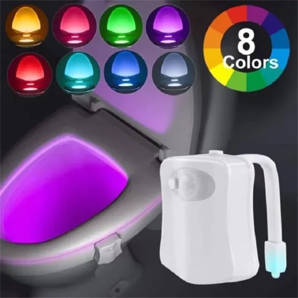 Motion-Activated LED Toilet Night Light – 16-Colour Glow
